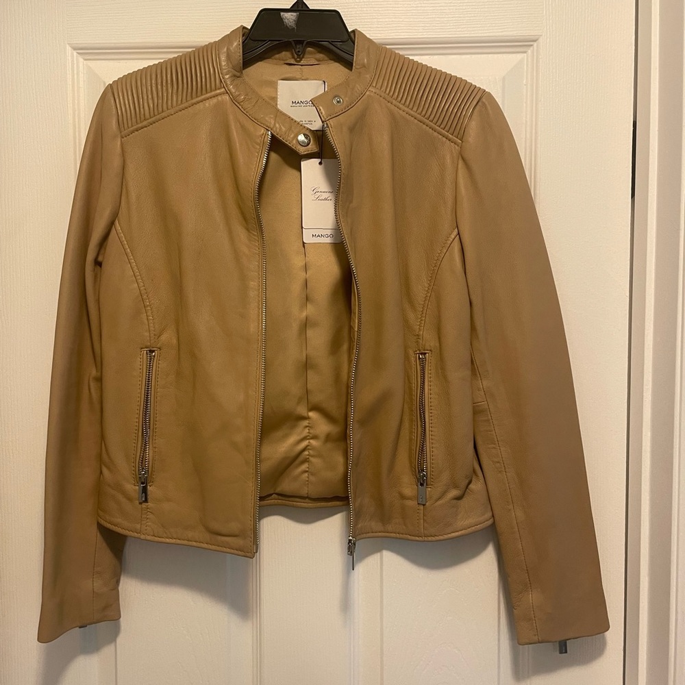 Mango Tan Leather Jacket - NWT